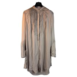 Beige Seidenmischung Hemdkleid von Donna Karan