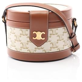 Bolso de hombro de lona recubierta de PVC Celine Tambour Medium Triomphe en cuero - Céline