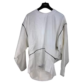 Blusa in acetato bianco e seta con zip Tom Ford