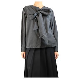 Autre Marque Camisa de algodón gris oscuro con corbata - tamaño UK 14
