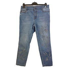 Jeans de denim azul claro Ermanno Scervino con bordado floral