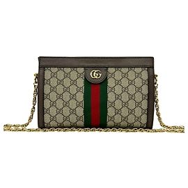 Borsa a spalla in pelle con motivo logo GG Ophidia di GUCCI