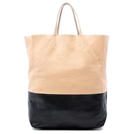 Celine Beiger Bicolor Leder Vertikaler Cabas Tote - Céline