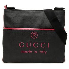 Gucci schwarze GG Supreme Markenlogo Umhängetasche.