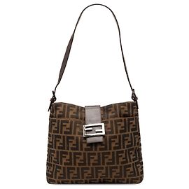 Borsa a spalla in tela Zucca marrone Fendi