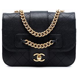 Chanel Nero Grande Borsa in Pelle di Pecora Trapuntata con Catena Frontale