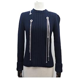 NEW CHANEL SWEATER SIZE 34 S P59746 IN NAVY WOOL