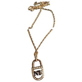 Collana Nina Ricci placcata in oro con pendente a forma di lucchetto
