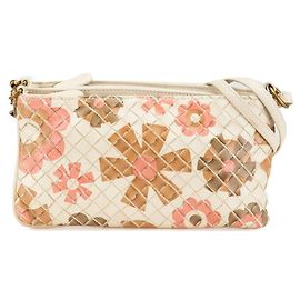 Bolsa de ombro de couro com motivo floral Intrecciato da Bottega Veneta