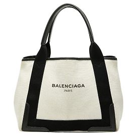 Bolso de mano de lona y cuero Cabas Navy de Balenciaga
