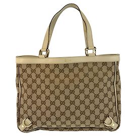 Borsa tote in tela GG beige in pelle Gucci