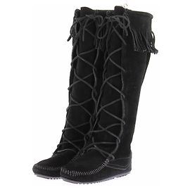Minnetonka Schwarze Wildlederstiefel