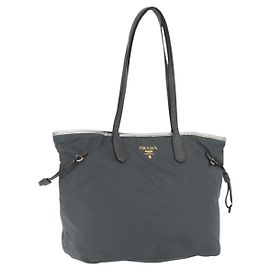 PRADA Tote Bag aus Nylon grau gold Auth 174553