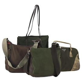 PRADA Sporttasche Nylon 4 Set khaki braun Auth YKZ430