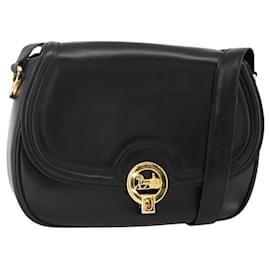 Borsa a spalla CÉLINE Carrozza in pelle nera e oro Auth BA11909 - Céline