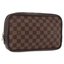 LOUIS VUITTON Trousse Toilette 25 in Damier Ebene Borsa Clutch N47624 LV Auth BAZ229