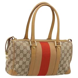 Borsa a Mano Gucci GG Canvas Sherry Line Beige Oro 000 0851 Auth BAZ057