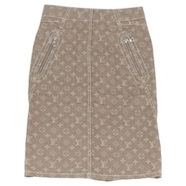Falda de Denim Monogram LOUIS VUITTON Beige LV Auth BAZ833SAM