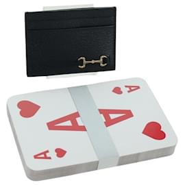 Conjunto de cartas de jogar com estojo de couro Horsebit GUCCI 700469 Auth YKZ728A - Gucci