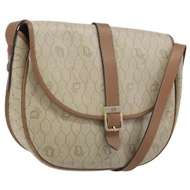 Borsa a spalla in tela a nido d'ape PVC beige oro Auth ka3563 Christian Dior