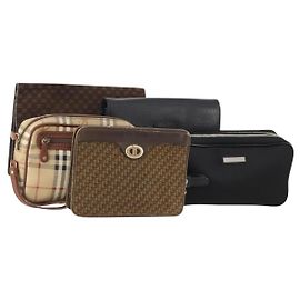 Burberrys Celine Dior Saint Laurent Bag Leather 5 Set Beige Black Auth 162602