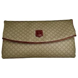 Céline Clutch in pelle monogramma Triomphe vintage di Celine beige e marrone