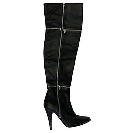 Botas Fetish Saint Laurent de cuero negro por encima de la rodilla