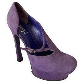Tacchi Saint Laurent in suede viola 14 cm