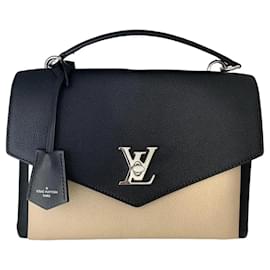 Louis Vuitton Mylockme Borsa in pelle granulata Nero e Crema