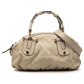 Borsa Pop in pelle Guccissima beige con quadrante in bambù Gucci