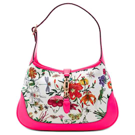 Borsa a spalla Gucci White Flora Canvas Jackie O Bouvier