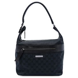 Gucci schwarze GG Canvas Schultertasche