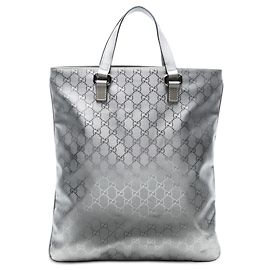Gucci Silbernes GG Print Vertikaler Tote