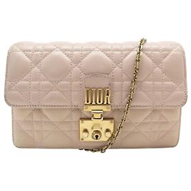 CHRISTIAN DIOR ADDICT WALLET HAND BAG PINK LEATHER CROSSBODY