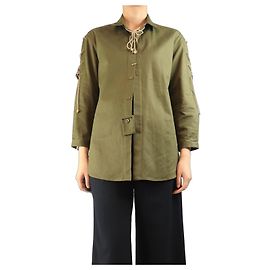 Saint Laurent Chemise olive à lacets - taille UK 10