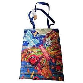 Yohji Yamamoto Borsa a mano con stampa di farfalla multicolore