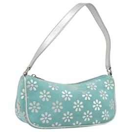 Pochette Accessoire CÉLINE Suède Bleu Clair Argent Auth BAZ625A