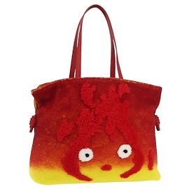 LOEWE - Studio Ghibli Castello Errante di Howl Clutch Flamenco XL Rosso Auth 167173SM