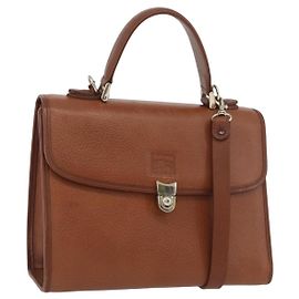 Burberry Handtasche aus Leder 2-Wege Braun Silber Authentisch mr2205