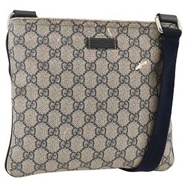 Gucci Borsa a Spalla GG Supreme in PVC Blu Navy Argento 201538 Auth bs34231