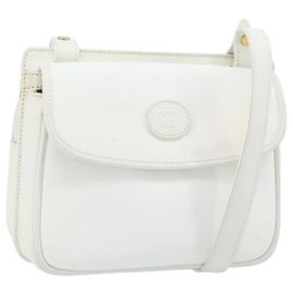 Gucci Bolso de Hombro Micro GG Supreme PVC Blanco Oro 007 115 0114 Auth AMZ052