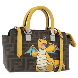 Borsa Dragonite in tela Zucca FENDI x FRGMT x POKMON 2way Nera Auth 167166SM
