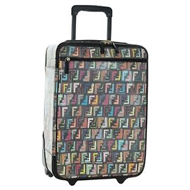 FENDI Custodia Trunk in Tela Zucca Multicolore Oro Auth AMZ467M
