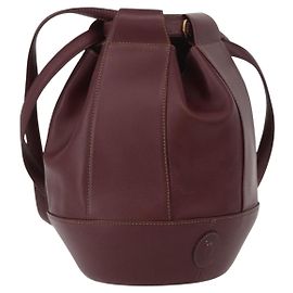 CARTIER Borsa a Spalla Must Line in Pelle Bordeaux Oro Auth YKZ388