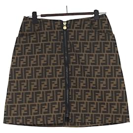 FENDI Zucca Canvas Rock Schwarz Braun Auth YKZ602A - Fendi