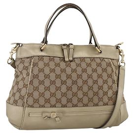 Gucci Borsa a mano Pretty GG Canvas 2way Beige Oro 269894 Auth BAZ454