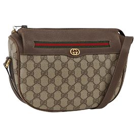 GUCCI GG Supreme Web Sherry Line Tasche aus PVC Beige Gold 001 115 0918 Auth BA11553