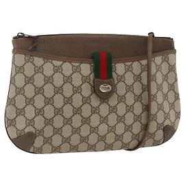 GUCCI GG Supreme Web Sherry Line Tasche aus PVC Beige Gold 904 02 026 Auth BA11774