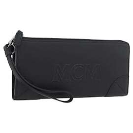 MCM Long Wallet Leather Black Silver MYLDATA04 Auth SW2293V