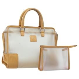 LOEWE Amazona 32 Borsa a Mano Vinile Trasparente Argento Auth AMZ137
